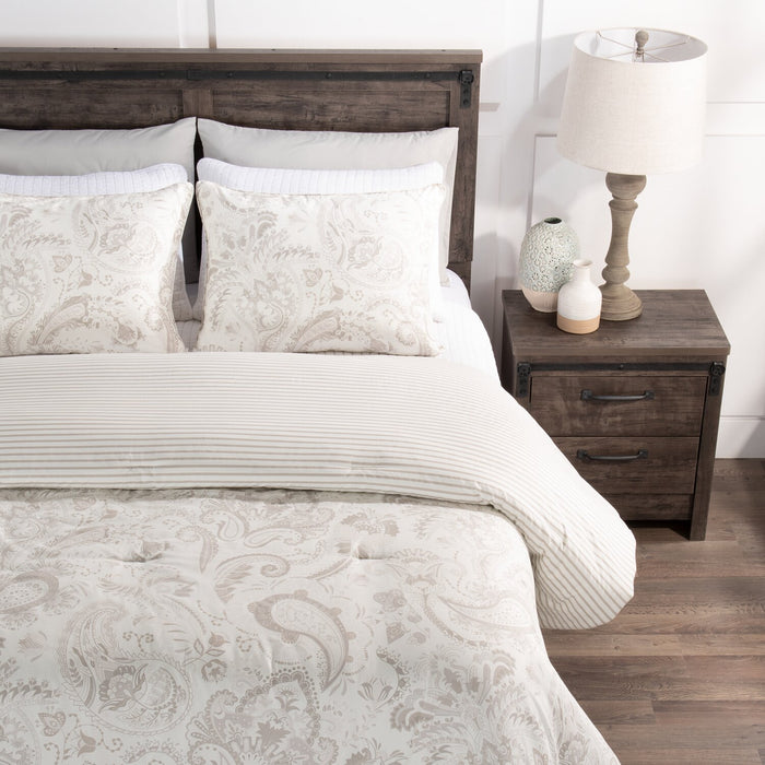 Ensemble d'édredon Indie Paisley 3 pièces pour lit double ou grand lit - blanc