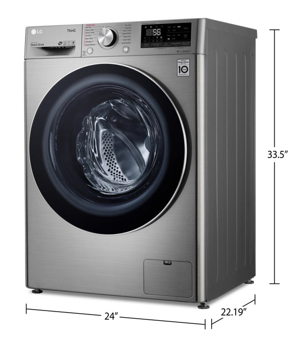 Laveuse-sécheuse tout-en-un à la vapeur intelligente haute efficacité LG de 2,6 pi³ à chargement frontal - acier graphite - WM3555HVA