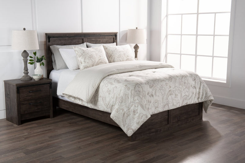 Ensemble d'édredon Indie Paisley 3 pièces pour lit double ou grand lit - blanc