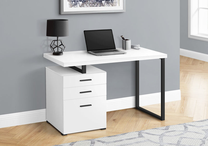 Bureau réversible Clayton de 47,25 po à 3 tiroirs - blanc