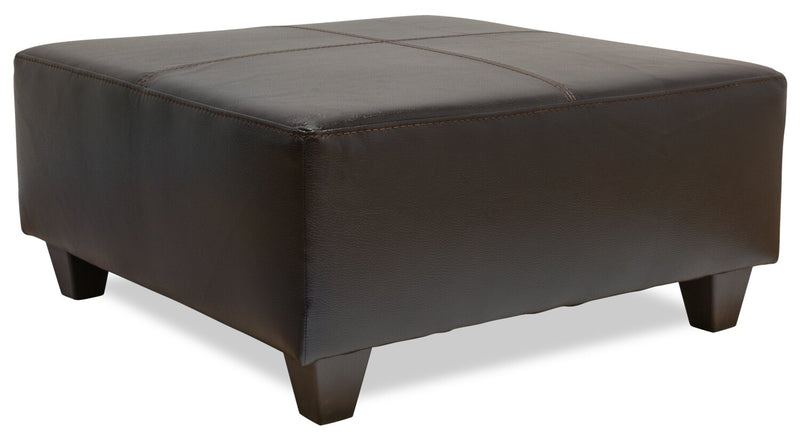 Pouf Addison de 37 po fabriqué au Canada d’apparence cuir - noir mûre