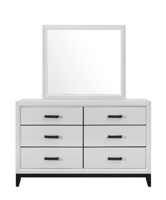 Commode Kate de 58 po (L) x 37 po (H) à 6 tiroirs pour la chambre à coucher - blanche
