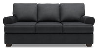 Sofa Roll de Sofa Lab de 86 po fabriqué au Canada en tissu d’apparence lin avec accoudoirs enroulés - gris Pax Pepper