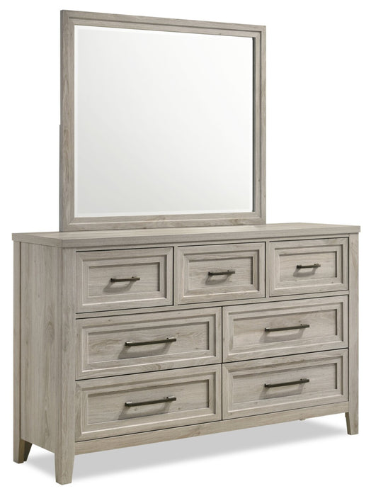 Commode Lara de 60,6 po (L) x 38 po (H) à 7 tiroirs pour la chambre à coucher - gris antique