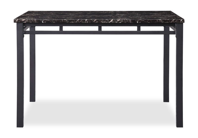 Ensemble de salle à manger Marc 5 pièces en métal avec table de 48 po (L), dessus en imitation de marbre et 4 chaises - noir
