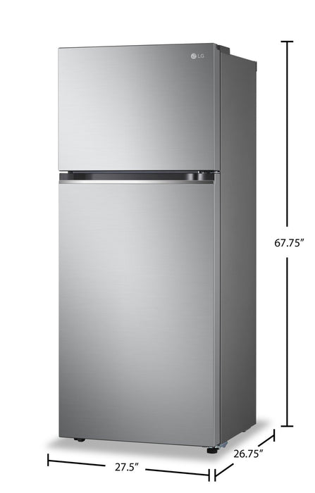 Réfrigérateur LG de 13 pi³ et de 28 po à congélateur supérieur - argenté platine- LT13C2000V