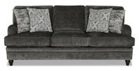 Sofa Bellmont de 89 po fabriqué au Canada en tissu de chenille avec coussins réversibles et pattes en bois - gris anthracite