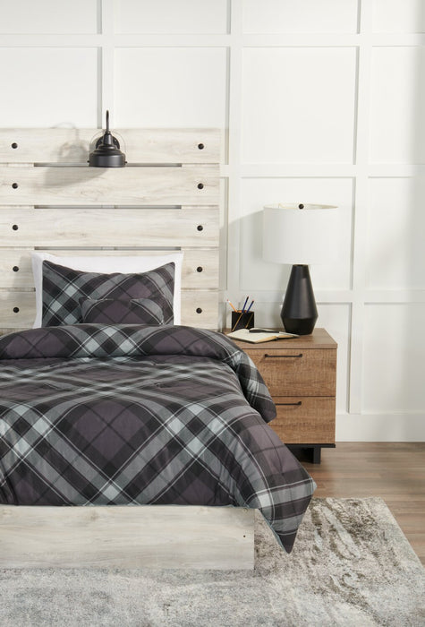 Ensemble d'édredon William 3 pièces pour lit simple - gris