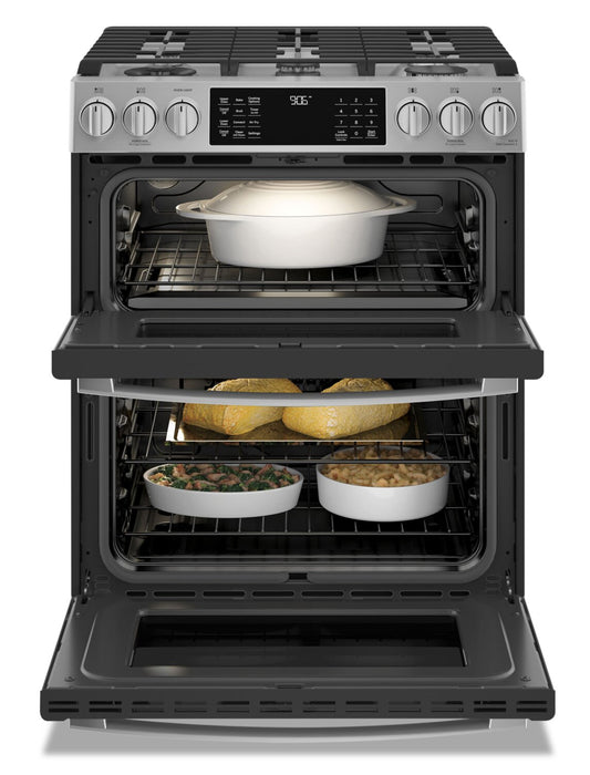 Cuisinière intelligente à gaz Profile de 6,7 pi³ avec convection européenne véritable - acier inoxydable résistant aux traces de doigts - PCGS960YPFS