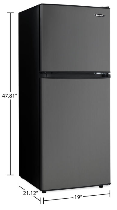 Mini réfrigérateur Danby de 4,7 pi³ et de 19 po à congélateur supérieur - acier inoxydable noir -…