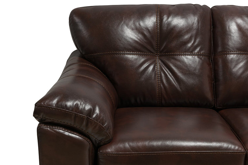 Sofa Addison de 86 po fabriqué au Canada en tissu d’apparence cuir avec coussin de siège amovible et capitonnage - brun