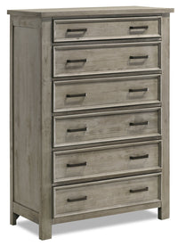 Commode verticale Levi de 39 po (L) x 56 po (H) à 6 tiroirs en bois pour la chambre à coucher - gris bois de grève