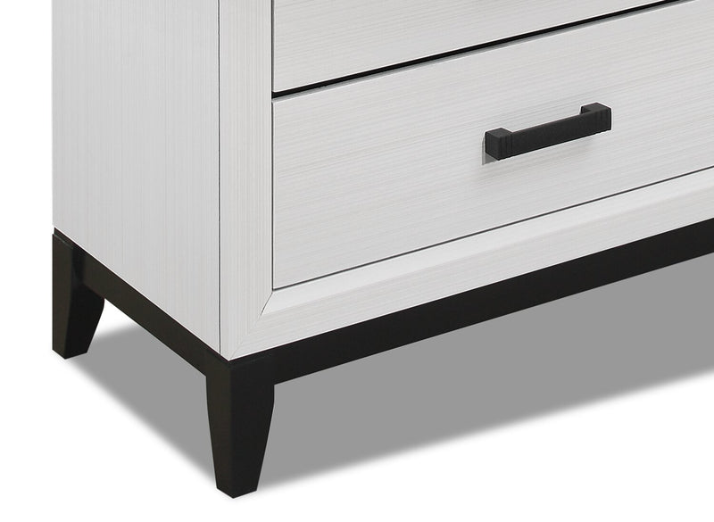 Ensemble de chambre à coucher Kate 6 pièces avec lit, commode, miroir et table de nuit, blanc - format grand lit