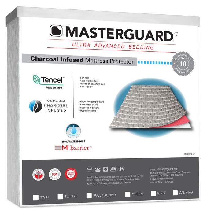 Protège-matelas en tissu TencelMD imprégné de charbon de MasterguardMD pour lit simple