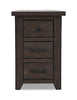 Morgan Chairside Table with USB - Brown - Rustic style End Table in Dark brown Reclaimed Wood, Pine, Plywood