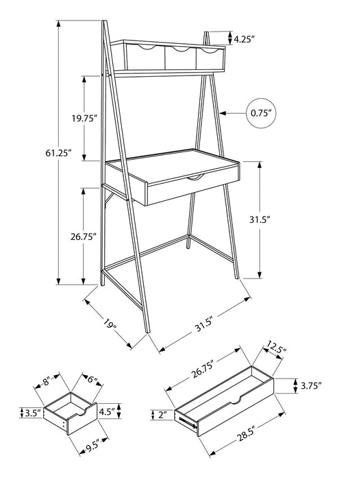 Bureau compact Norris de 31,5 po à 4 tiroirs - taupe