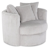 Fauteuil d’appoint pivotant Cuddler Midi de 42 po fabriqué au Canada en tissu de chenille - gris Groove Mist