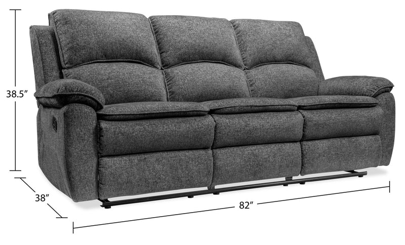 Sofa inclinable Chandler de 82 po en tissu de chenille - gris