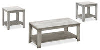 Ensemble 3 tables traditionnelles Lincoln de 42 po (table à café et 2 tables de bout) avec tablette - gris