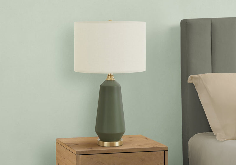 Lampe de table de 26 po en céramique verte et dorée