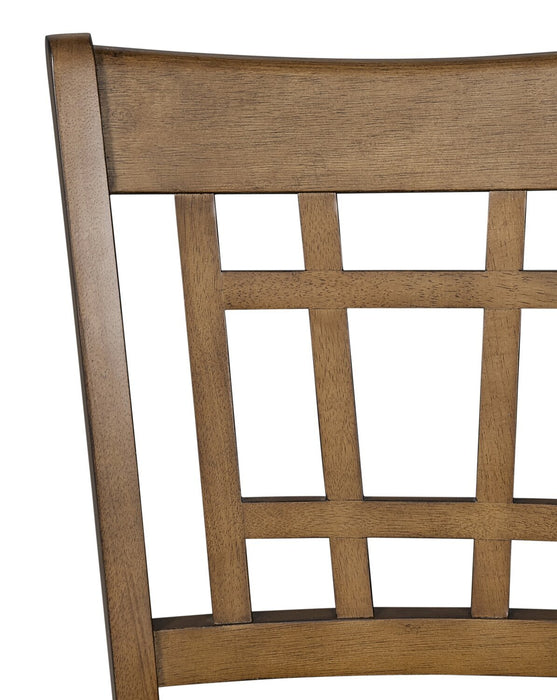 Chaise de salle à manger Dena de hauteur comptoir en tissu de cuir végétalien - chêne brun