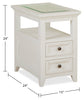 Heron Cove 15" Traditional Glass Top End Table with Storage and Shelf - White Pine|Table de bout traditionnelle Heron Cove de 15 po avec dessus en verre, rangement et tablette - pin blanc