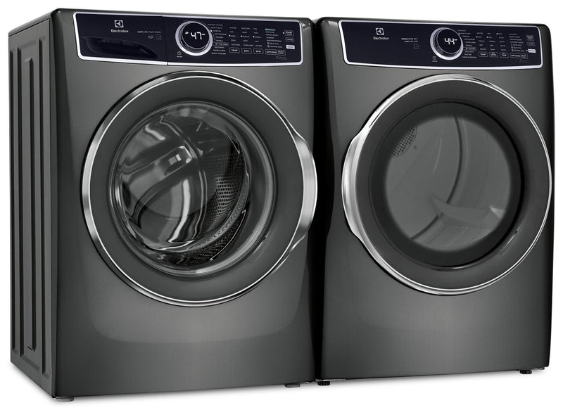 Laveuse à chargement frontal de 5,2 pi³ et sécheuse à gaz de 8 pi³ de Electrolux – titane 