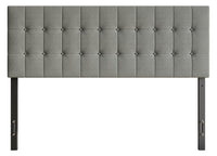 Tête de lit rembourrée Ellis en tissu gris avec capitonnage à boutons - format grand lit