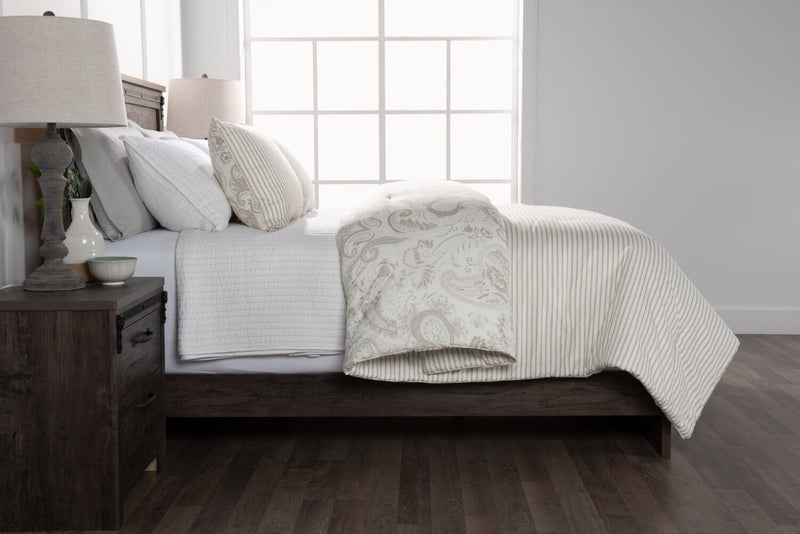 Ensemble d'édredon Indie Paisley 3 pièces pour lit double ou grand lit - blanc