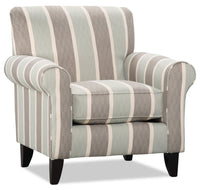 Fauteuil d’appoint Tula de 38 po fabriqué au Canada en tissu avec accoudoirs enroulés - brume multicolore