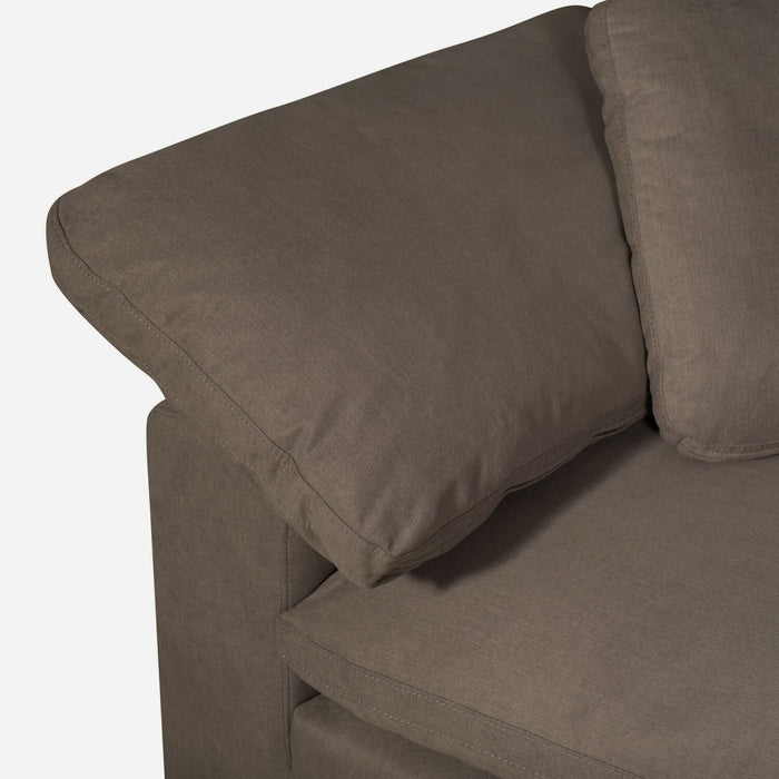 Sofa sectionnel modulaire Eclipse 5 pièces en tissu d’apparence lin avec coussins réversibles en duvet et plumes - gris ardoise