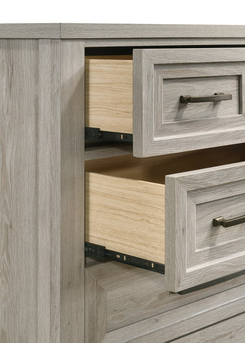 Commode verticale Lara de 33,9 po (L) x 50,5 po (H) à 5 tiroirs pour la chambre à coucher - gris antique