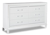 Commode somptueuse Max de 66 po (L) x 41 po (H) à 6 tiroirs pour la chambre à coucher - blanche