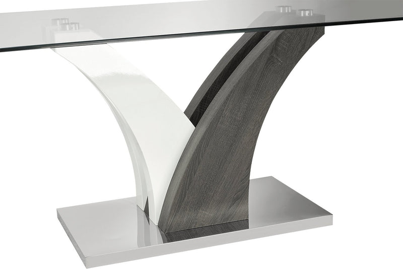 Ensemble de salle à manger Tuxedo 7 pièces avec table de 72 po (L), dessus en verre, base piédestal et 6 chaises - noir
