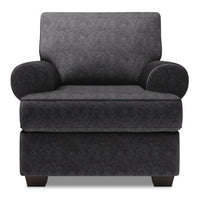 Fauteuil Roll de Sofa Lab de 42 po fabriqué au Canada en tissu de chenille avec accoudoirs enroulés - gris Luxury Charcoal