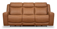 Sofa à inclinaison électrique Prescott de Scott Living de 88,5 po en cuir véritable avec appuie-têtes électriques - brun courge musquée