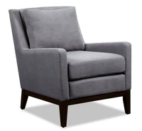 Fauteuil d’appoint Adel de 28,5 po en tissu d’apparence lin avec base en bois - gris foncé