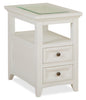 Heron Cove 15" Traditional Glass Top End Table with Storage and Shelf - White Pine|Table de bout traditionnelle Heron Cove de 15 po avec dessus en verre, rangement et tablette - pin blanc