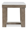 Corsa 24" Modern End Table - Marble Top with Grey Brown Wood Base|Table de bout moderne Corsa de 24 po - dessus en marbre avec base en bois gris-brun