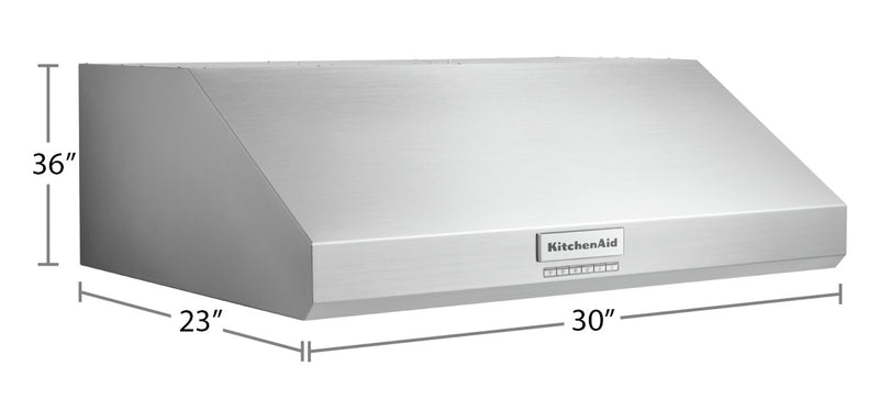 Hotte de cuisinière sous l'armoire KitchenAid de 30 po de style commercial - KVUC600KSS