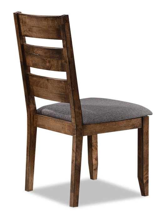 Chaise de salle à manger Plum en tissu de polyester et en bois avec dossier en échelle - brun muscade