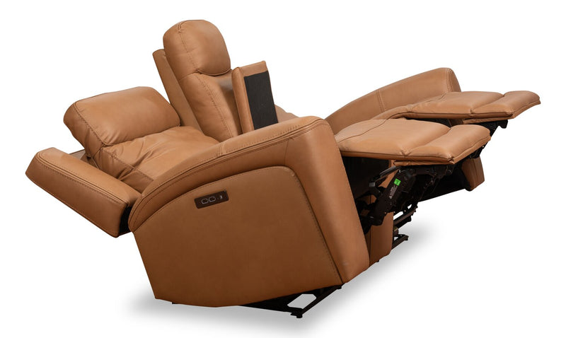Causeuse à inclinaison électrique Prescott de Scott Living de 79 po en cuir véritable avec appuie-têtes électriques - brun courge musquée