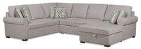 Sofa-lit sectionnel de droite Haven de Scott Living 3 pièces en tissu de chenille avec fauteuil long de rangement - gris