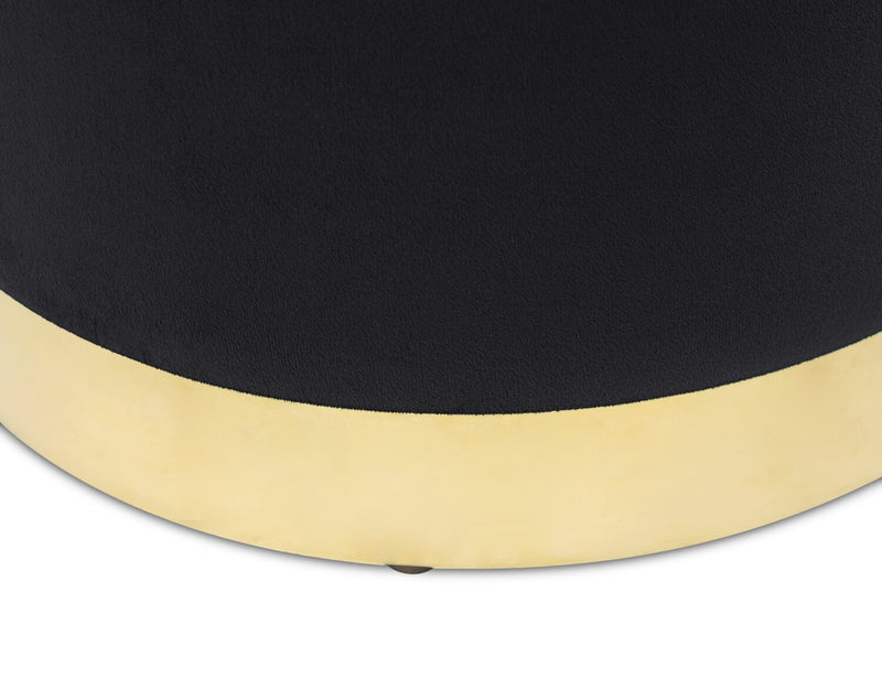Pouf de rangement Phebe de 16,5 po avec base à bordures dorées - noir