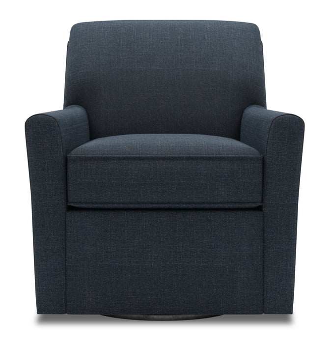 Fauteuil d’appoint pivotant Sofa Lab personnalisable de 31 po fabriqué au Canada en tissu d’apparence lin -  bleu Luna Sailor