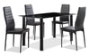 Ensemble de salle à manger Onyx 5 pièces en métal avec table de 55 po (L) dessus en verre et 4 chaises - noir
