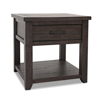 Table de bout rustique Morgan de 24 po avec rangement et tablette - brun foncé avec bois recyclé