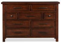  Commode Sonoma de 62 po (L) x 42 po (H) à 9 tiroirs pour la chambre à coucher - brun manguier