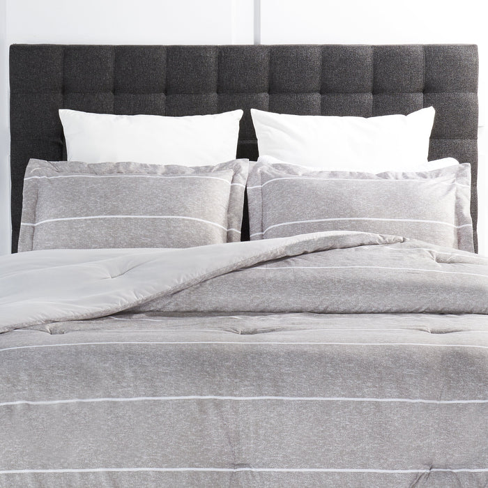 Ensemble d'édredon Stripes 3 pièces pour lit double ou grand lit - gris