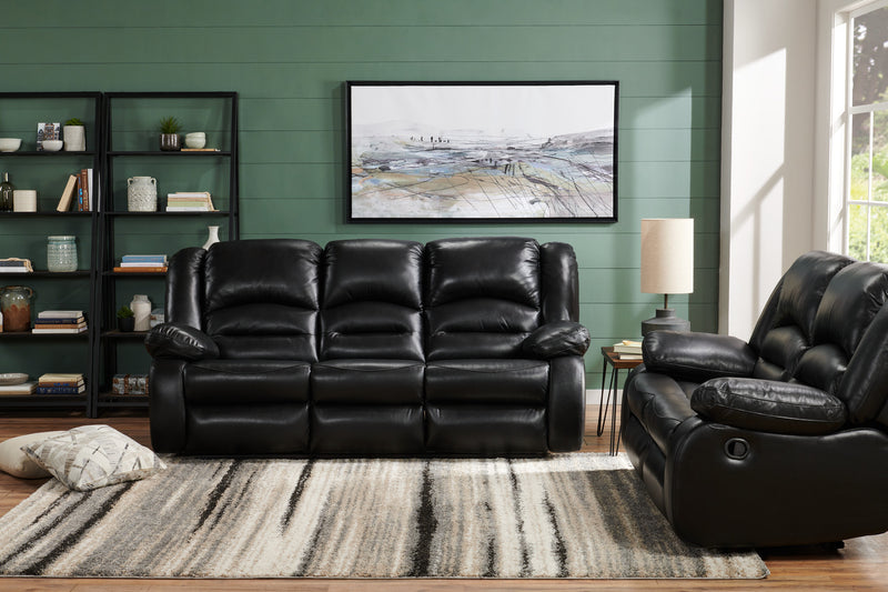 Sofa inclinable Toreno de 86 po en cuir véritable - noir